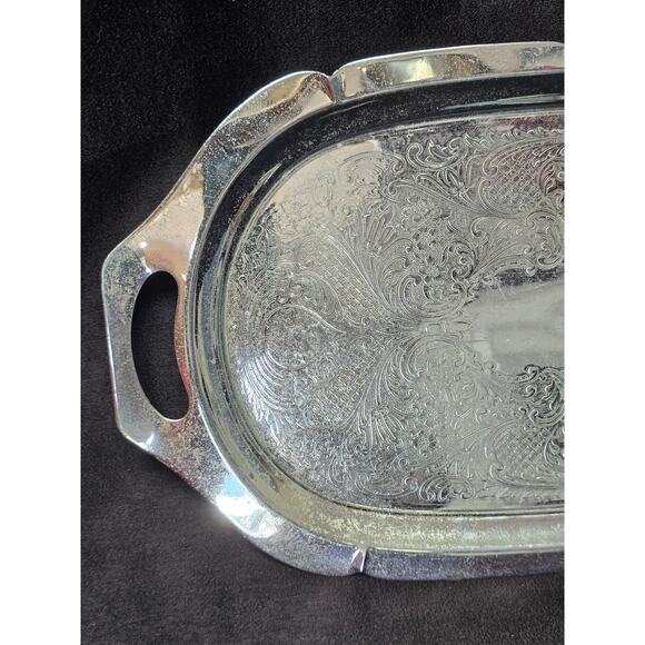 Vintage Krome Kraft Farber Bros New York 16" Silver Plated Serving Tray Platter - Picture 2 of 10